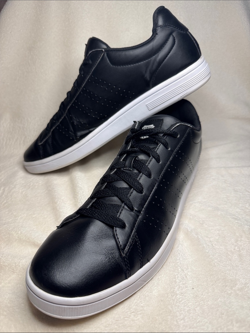 K-Swiss Men’s Black Leather Low-Top Sneakers - Size 13